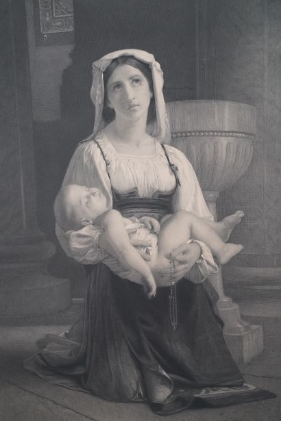Réunion de trois estampes d'après BOUGUEREAU,...