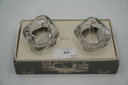 Paire de salières en cristal de forme libre,...