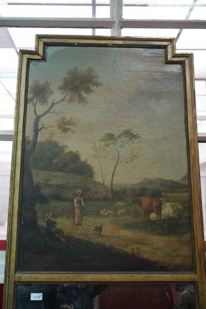 Trumeau de forme rectangulaire en bois doré...