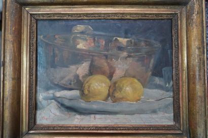 Ecole Moderne
Nature morte 
Huile sur panneau...