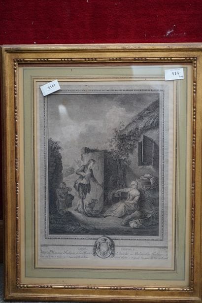 Deux gravures en noir dans le goût du XVIIIe...