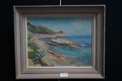 FARGUES (XXe). 
Paysage printanier. 
Huile...