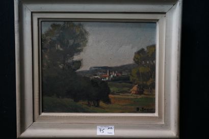 Suzanne PAYEN-BINET (XX). 
Paysage à l'église...