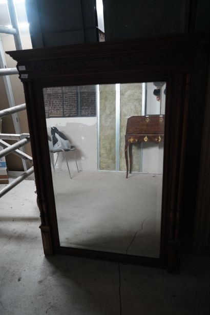 Miroir de cheminée en bois mouluré, les montants...