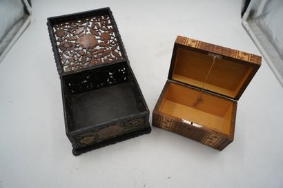 Coffret à bijoux en bois sculpté et coffret...