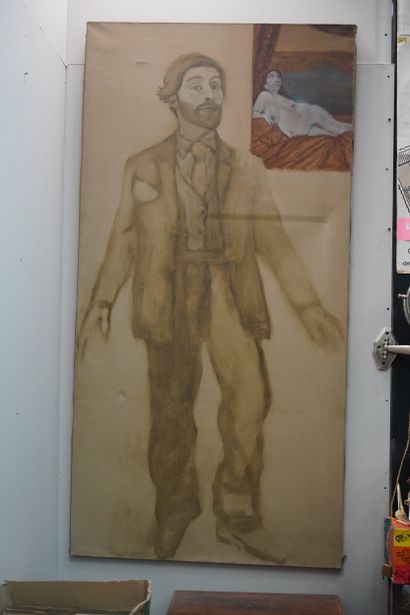 ECOLE MODERNE
Portrait d'artiste devant son...
