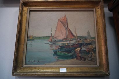 ECOLE MODERNE
Vue d'un port animé
Huile sur...