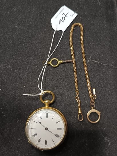 Montre à gousset en or jaune 18k (750), le...