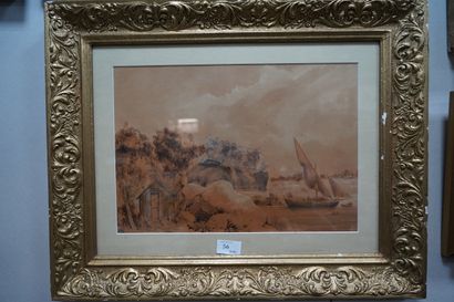 Camille FLERS (1802 - 1868)
Paysage lacustre...