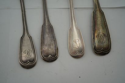 Parties de ménagère en argent, modèle double...