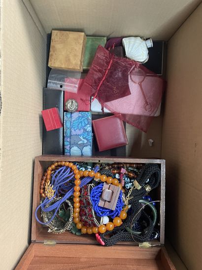 Réunion de bijoux fantaisie comprenant :
Collier...