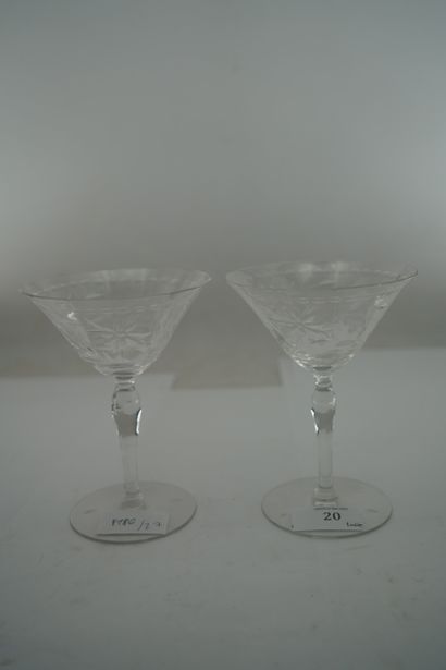 Suite de six verres en cristal teinté rouge...