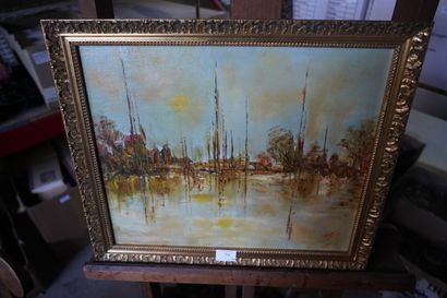 École Moderne. « Paysage avec lac en hiver...