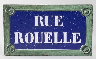 NAMEPLATE FOR RUE ROUELLE, PARIS
Enameled...
