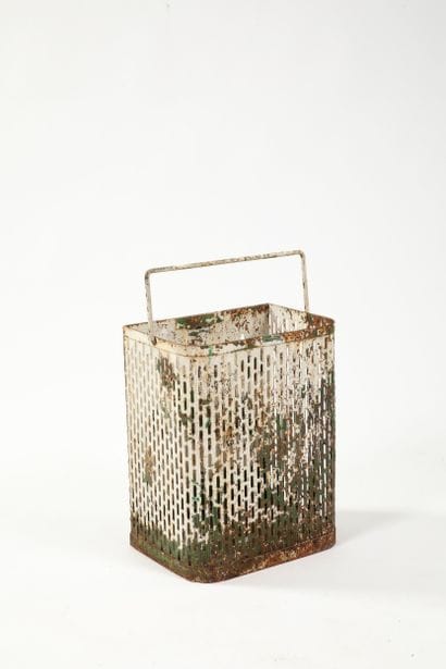 SQUARE BASKET
Green then white painted iron,...