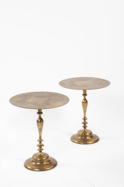 PAIR OF GUERIDONS, RITZ
Gilded metal, circular...