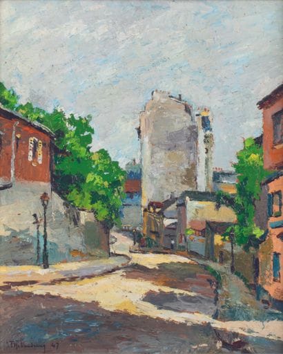TH. LANDEAU (XXe) 
Montmartre, rue de l’abreuvoir
Huile...