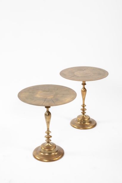 PAIR OF GUERIDONS, RITZ
Gilded metal, circular...