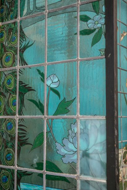 EXCEPTIONNEL VITRAIL D’IMMEUBLE PARISIEN
Vitrail,...