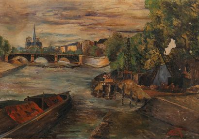 R. KERN
Vue de Notre-Dame
Huile sur toile,...