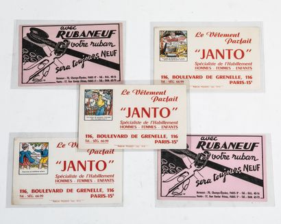 REUNION DE CINQ BUVARDS PUBLICITAIRES JANTO...