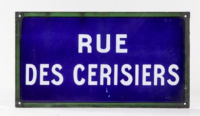 RUE DES CERISIERS NAMEPLATE
Enameled iron,...