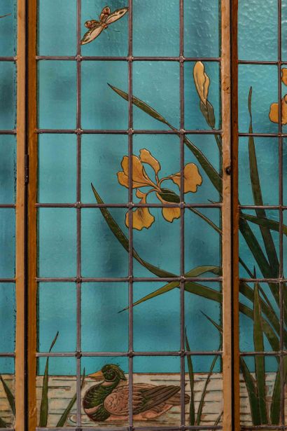 EXCEPTIONNEL VITRAIL D’IMMEUBLE PARISIEN
Vitrail,...