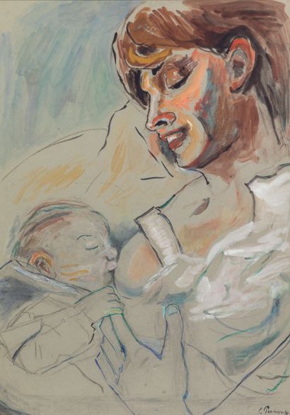 CHARLES PERUSSAUX (1920-1995) 
Maternité...