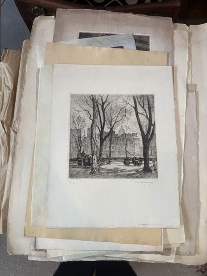 Réunion de gravures sur papier principalement...