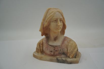Buste de femme en albâtre figurant 
Travail...