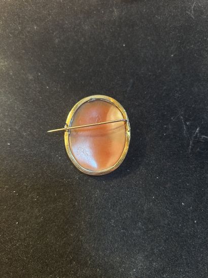 Broche ornée d'un camée à profil de femme...