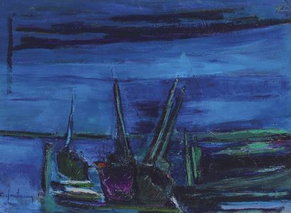 CLAIRE FONTAINE (1930-2014) 
Voiliers dans...