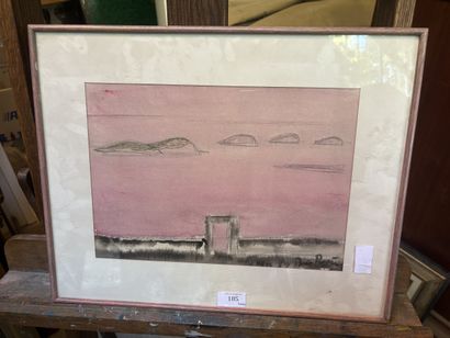 ECOLE MODERNE
Paysage rose
Technique mixte,...