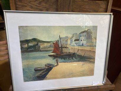 ECOLE MODERNE
Vue de port
Huile sur toile,...