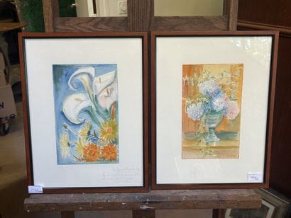 SAUZEAU
Fleurs
Deux aquarelles sous verre
on...