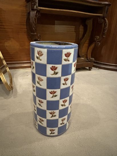 Porte-parapluie en céramique émaillée polychrome...
