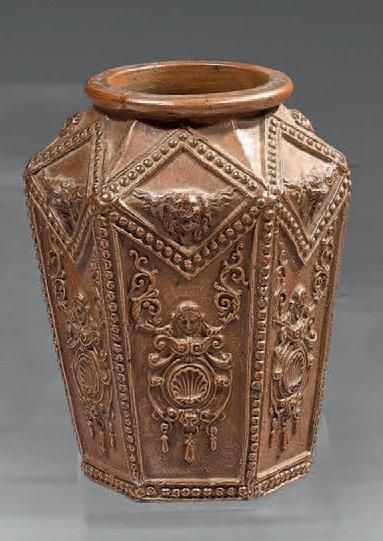 VASE Grès émaillé du Beauvaisis à six pans...