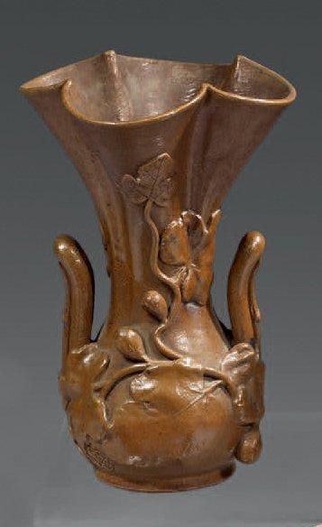 VASE À ANSES Grès émaillé du Beauvaisis,...