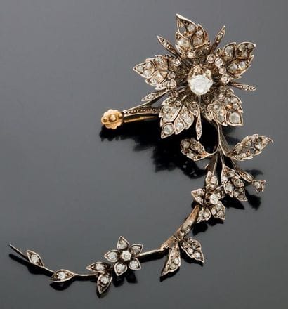 ÉLÉMENTS DE BROCHE TREMBLEUSE Or 18k et argent...