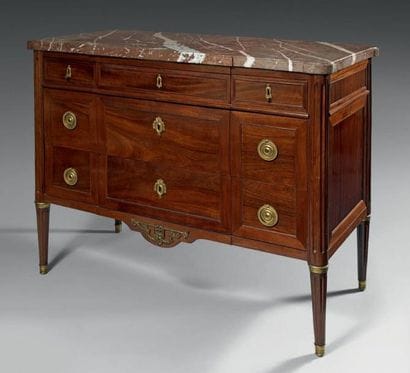 COMMODE Acajou et placage d'acajou, ouvrant...