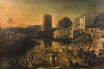 ÉCOLE ITALIENNE VERS 1830/1840
SCÈNE DE MARCHÉ...