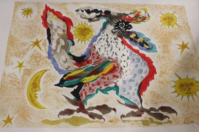 Lot de huit estampes (7 lithographies et...