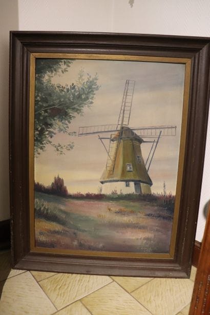 Ecole nordique, daté 1950, Paysage au moulin,...