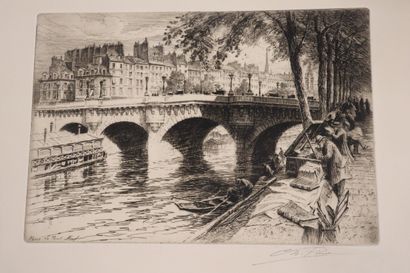 Lot de huit estampes (7 lithographies et...