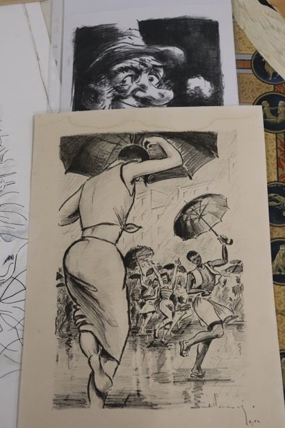 Lot de diverses estampes et affiches dans...