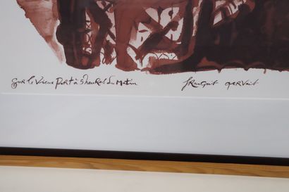 Deux grandes aquarelles encadrées : Franck...