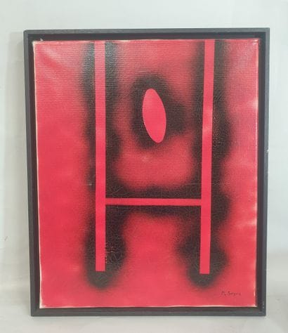Huile sur toile par Michel Seguin, « Rugby...
