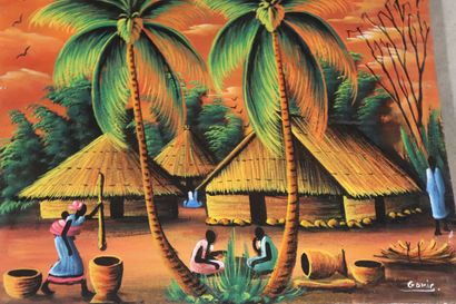 Lot de cinq huiles sur toile souvenir de...