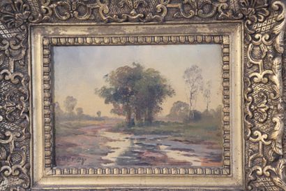 Paire d'huiles sur bois par LARREY Dim :...