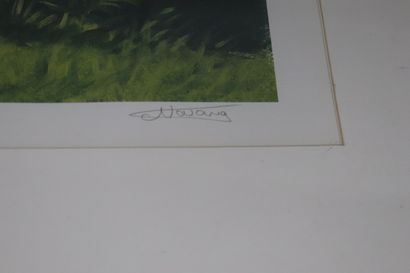 Deux lithographies polychromes encadrées...
